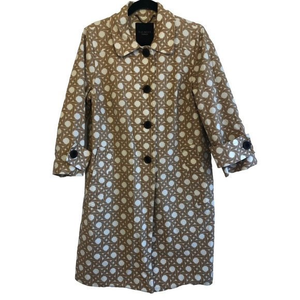 Talbots Womens Mode Geometric‎ Spring / Summer Coat Size Large Tan & Cream